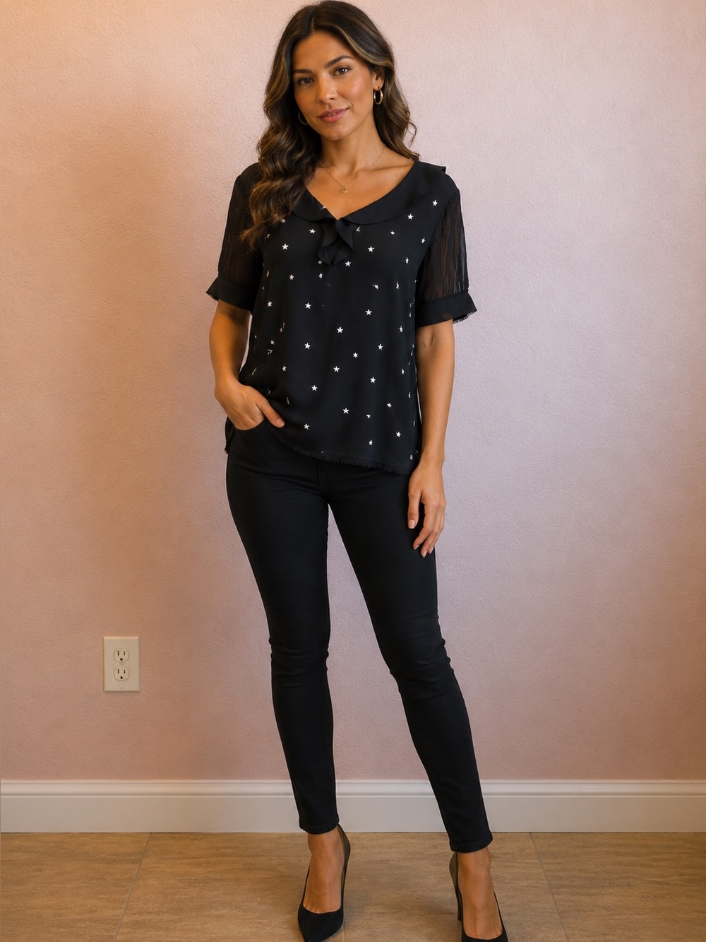 Coach Black Star Patterned Blouse